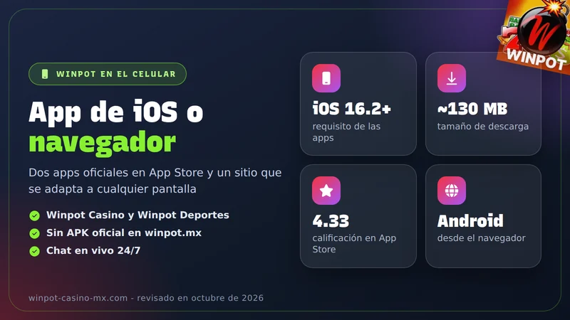 Winpot en el celular: lobby de juegos en la pantalla de un teléfono
